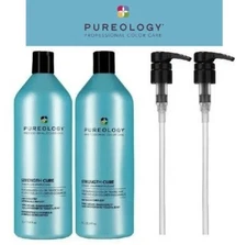 Pureology Strength Cure Shampoo & Conditioner Sealed Liter Duo Set + 2 Pumps