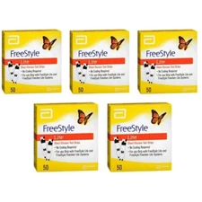free& style  50 count test, pack of 5 lite strips EXP-04/2027