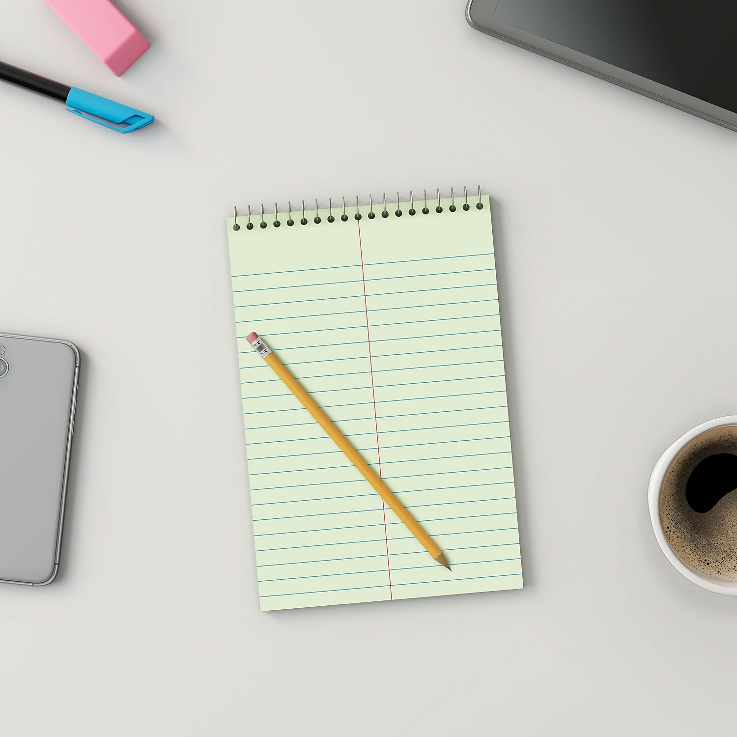 Staples Steno book 9" x 6" 80 Sheets Gregg Ruled Assorted Colors Dozen