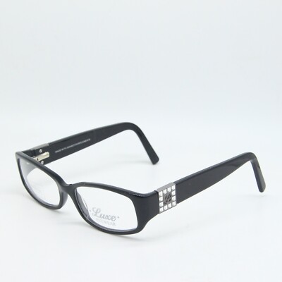 NEW LUXE EYEWEAR WITH SWAROVSKI ELEMENT 349 001 BLACK AUTHENTIC EYEGLASSES 53-17