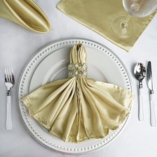10 CHAMPAGNE Silky SATIN 20x20" Wedding NAPKINS Party Table Linens Catering