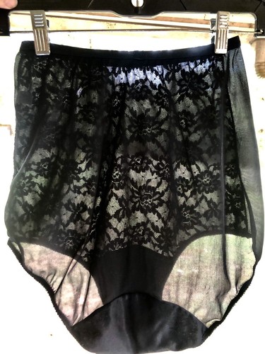 Vtg 1950’s VANITY FAIR Brief PANTY Tricot NYLON Pillow Tab LACE Sheer ~ Sz 4 - Picture 4 of 11