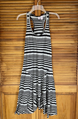 Love on a hanger racer back tank dress striped shark bite raw hi low hem sz med