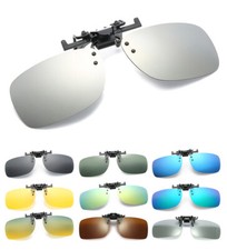 Polarized Clip-on Sunglasses Flip Up Metal Clip Rimless Anti-Glare Eyeglasses