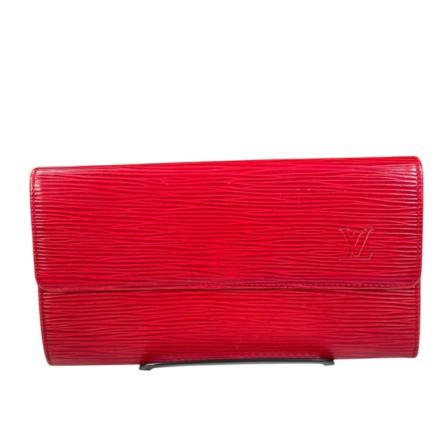 Louis Vuitton Epi Leather Red International Snap Zip Coin Long Wallet