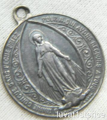 m6533フランス 聖母マリア LYON A MARIE メダイ PENIN作 MOTHER MARY 19th century L.PENIN A.LYON FRANCE Silver Miraculous