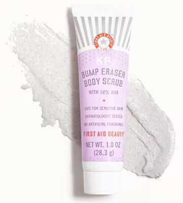 FIRST AID BEAUTY KP Bump Eraser Body Scrub with 10% AHA,1 oz TRAVEL SIZE NEW