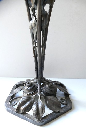 Pied de lampe fer forgé Art Déco 3 faces Edmond Gauthier pour obus Muller Daum - Imagen 7 de 17