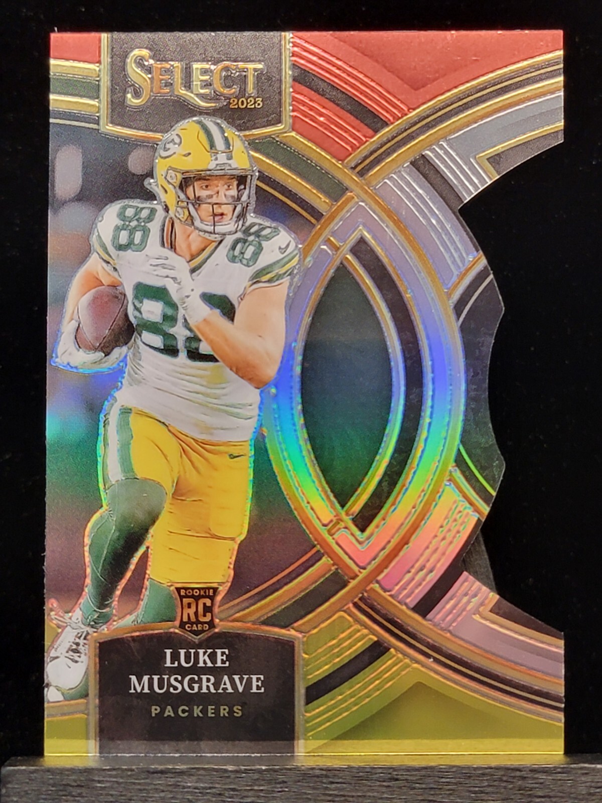 2023 Select Luke Musgrave Premier Level Red & Yellow Die Cut #166 Packers RC