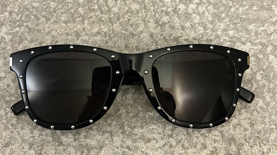 SAINT LAURENT Occhiali da sole classici unisex 50 mm VINTAGE NUOVI YSL SL51 029 metallo nero strass borchie