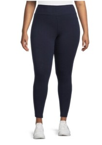 Terra and Sky Women’s Plus Dark Navy Soft Leggings 2X (20W-22W) NWT