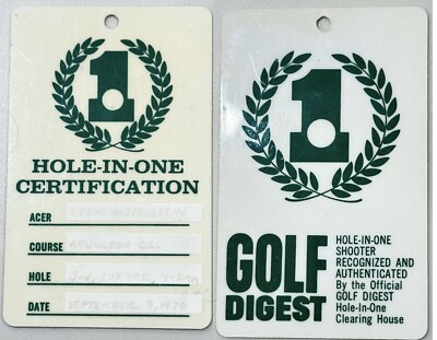 Golf Digest Hole In One Certification Shooter Recognized & Authenticated ID Card