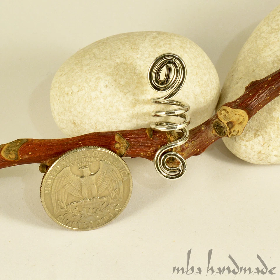 Espiral Plata Esterlina Vikingo Cuentas Barba Joyería Rastas Accesorio para Cabello Foto 3 de 4