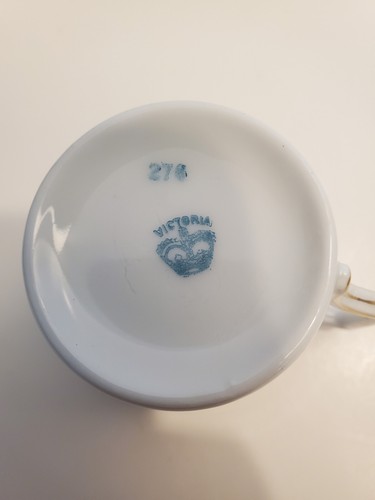 Blaue Krone Victoria Demitasse Tasse und Untertasse Gold Blau Blumenmuster - Bild 7 von 9
