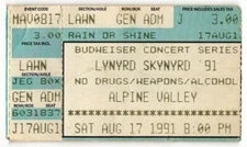 Vintage 1991 Lynyrd Skynyrd Jeff Healey Concert Ticket Stub East Troy WI