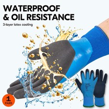 Waterproof Latex Coated Work Safety Grip Gloves Builders Gardening Mechanic