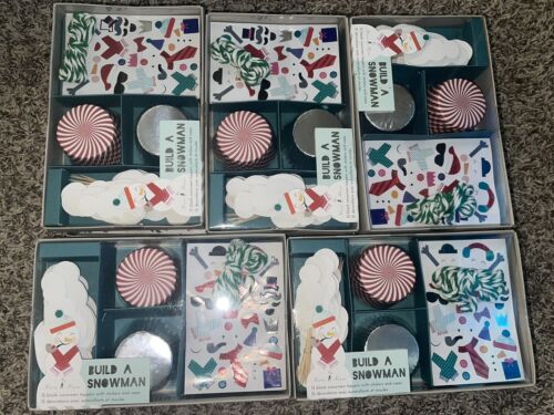 Meri Meri Build A Snowman Cup Cake Kit w/Topper Sticker & Cases 10 Pack Lot