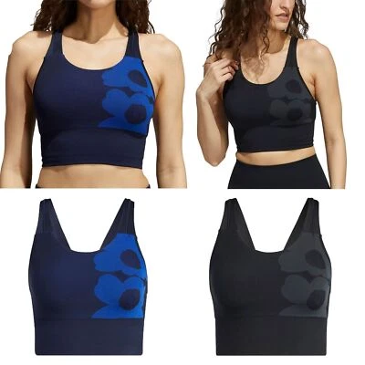 Adidas X Marimekko Aeroknit Sport Long Line Bra Fitness Top Gym Soft Cups - Bild 1 von 2