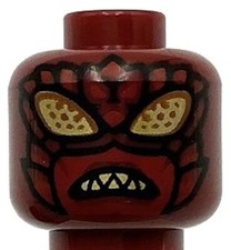 Lego New Dark Red Minifigure Head Alien Insect w/ Gold Eyes Part