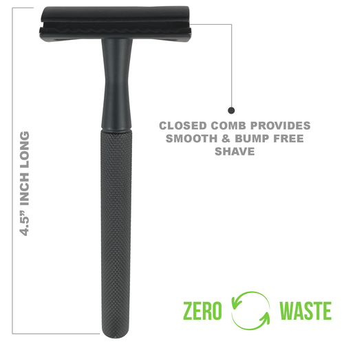 4.5" LONG HANDLE DOUBLE EDGE SAFETY RAZOR WOMEN MEN WET SHAVE + 10 SHAVING BLADE - Picture 3 of 7
