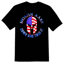 Molon labe spartan flag helmet 2nd amendment black or white tee ar15 gun rights