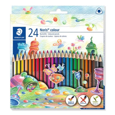 Noris colour Buntstifte. Kartonetui mit 24 Farben.  br>Stifte in ergonomischer