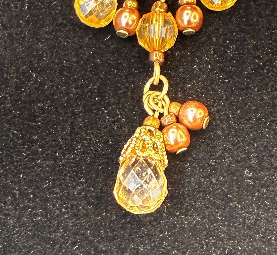 "Collar colgante con cuentas de cristal marcado 1928 color topacio 15""" Foto 3 de 4