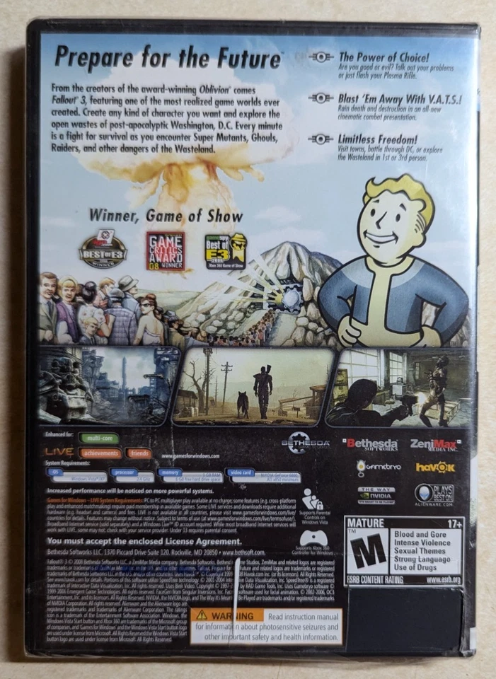 Fallout 3 PC Video Game PC DVD 2008 New Sealed Fast Shipping - Image 2 of 4