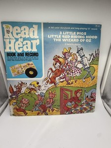 Vintage Peter Pan Read 'N Hear Book & Record 12" LP BR 507 Wizard of Oz 3 Pigs