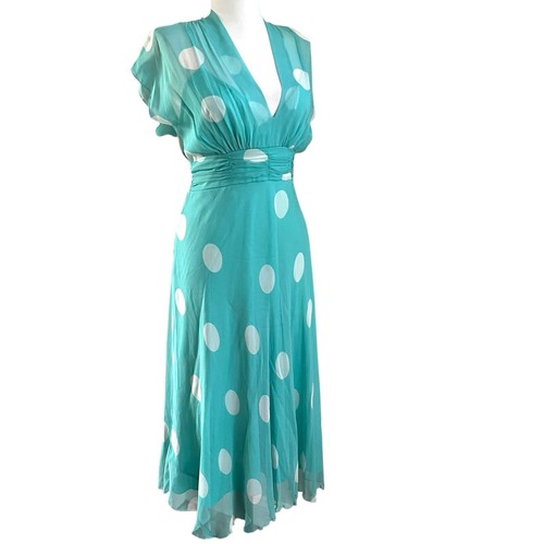 Vintage Jonathan Martin Seide Y2K Babydoll Midikleid 8 gepunktet Retro Fee Pinup