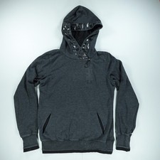 Fox Racing Hoodie Mens Medium Gray Fleece Lined 1/4 Zip Pullover Hooded