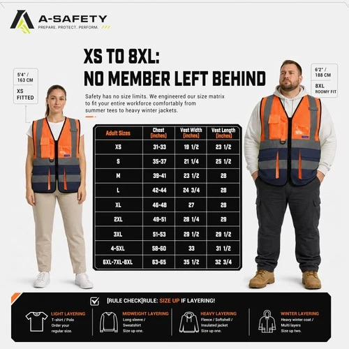 Hi-Vis Reflective Vest, Reinforced Points, Zipper, Orange/Navy, M image 4