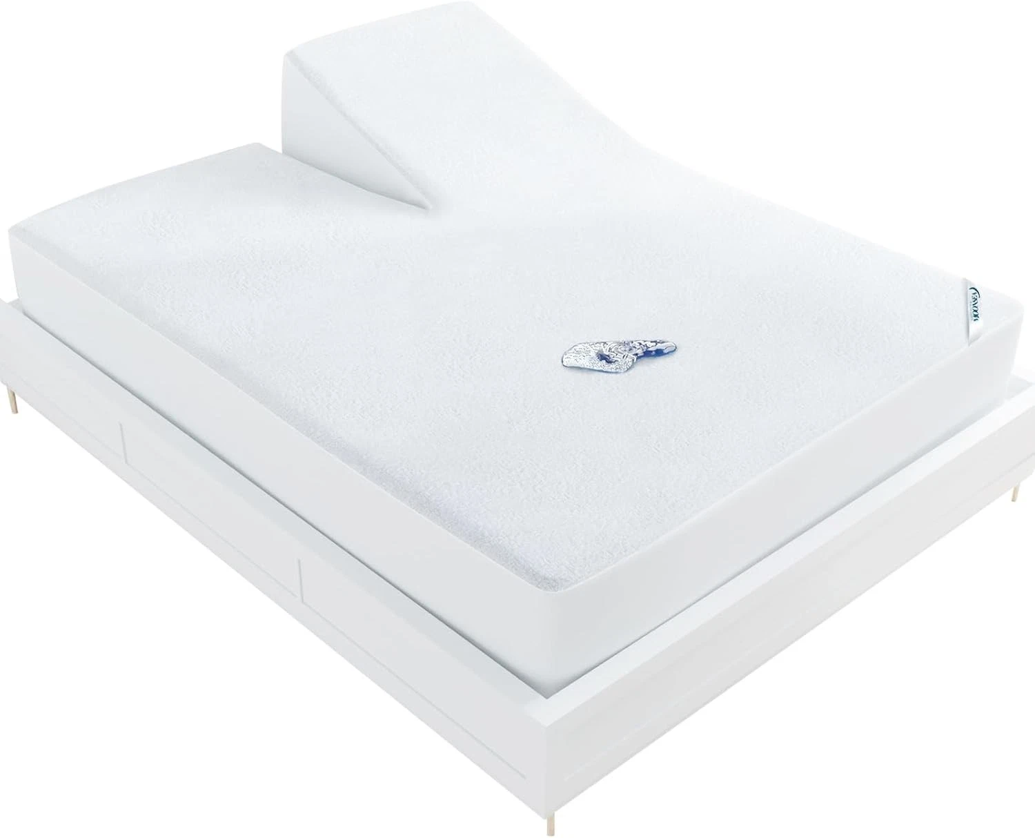 Split Head King Size Mattress Protector Waterproof,for King, White