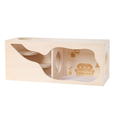 Tafit Hamster Hideout Wooden House Chamber Small Animals Pets Tunnel Exploring