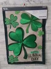 Style Selections 12.5" X 18" Garden Flag “Happy St. Patrick’s Day NEW