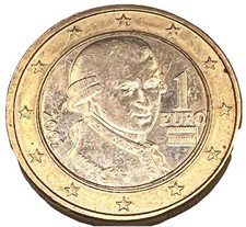2002 Austria 1 Euro Coin - 1st Map - Wolfgang Amadeus Mozart Combined Shipping 