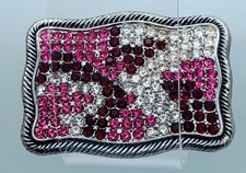 Handmade Chunky style square shape metal Belt Buckle with multi color Rhinestone