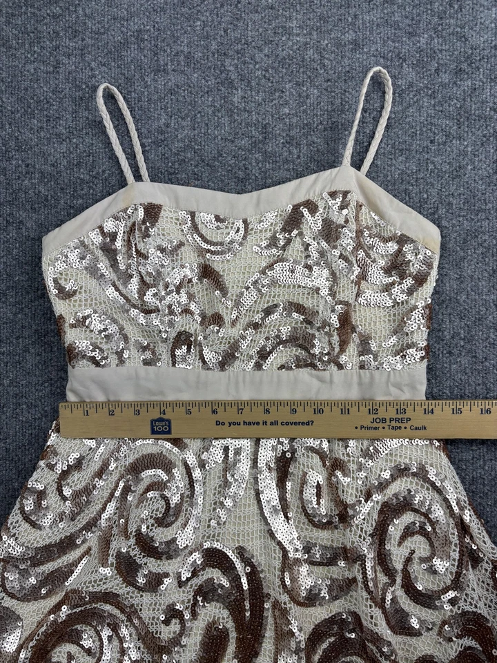 Voom by Joy Han Dress Womens Small Champagne Sequin Cocktail Made USA D-3293 - Image 3 of 4