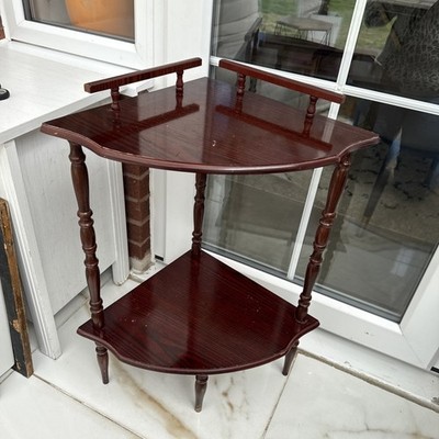 Vintage 2 Etagen Eckvitrine Regal Ständer / Holz Pflanzenständer Mehrzweck
