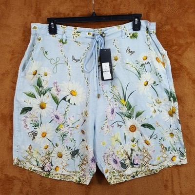 HOTEL FRANKS CAMILLA Shorts Mens XXL Blue Floral Linen Drawstring FLORFREE $395