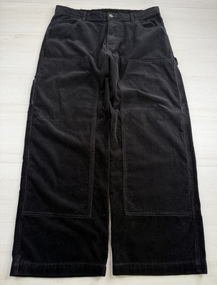 No Boundaries Pants Black Corduroy Double Knee Carpenter Wide Leg Y2K Mens 36x31