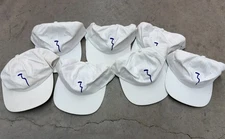 Lot of 7 Absolut Vodka White Strapback Hats Blue Logo Promo Bar Advertising Caps
