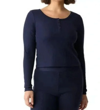 Gap GapBody Women's Long-Sleeve Rib Pajama Top - Navy Uniform SIZE M NWT