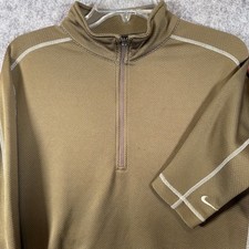 Nike Golf Fit Therma Quarter Zip Shirt Mens L Athletic Olive Green Thermal