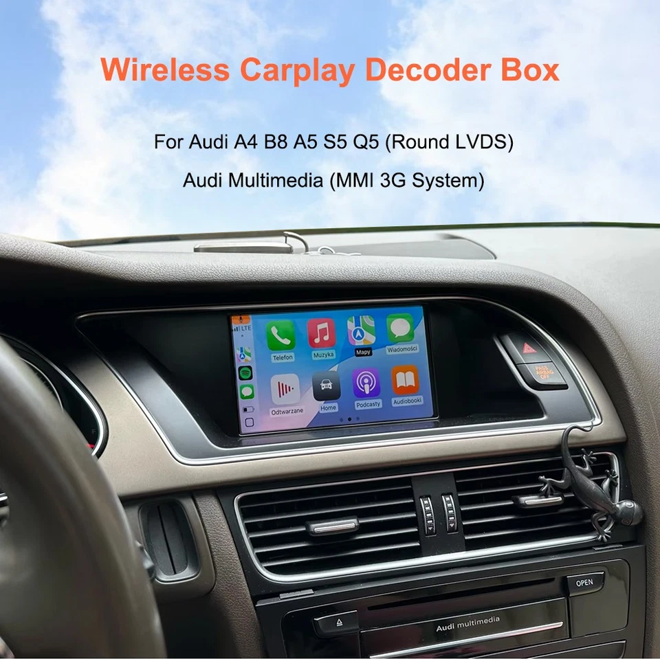 Wireless Carplay Android Auto Interface For Audi A4 A5 S5 Q5 MMI 3G Module Box - Photo 2/4