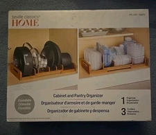 Seville Classics Home Expandable Bamboo Brown Cabinet And Pantry Organizer NOB 