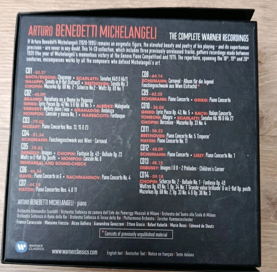 Arturo Benedetti Michelangeli - The Complete Warner Recordings - 14CD Box Set - Image 2 of 3