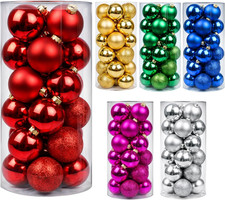 24Ct Red Christmas Ball - 1.18 Inch Shatterproof Christmas Tree Decoration Ornam