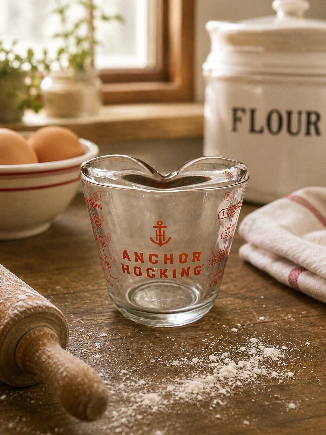 Vintage Anchor Hocking Measuring Cup 2 Cup Capacity Standard & Metric Free Ship