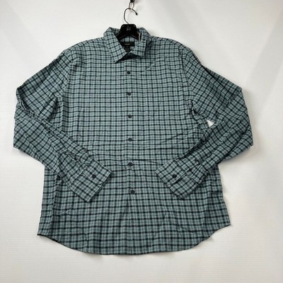 VINCE. Pico Plaid Linen-Blend Button-Front Shirt Men's Size L Green
